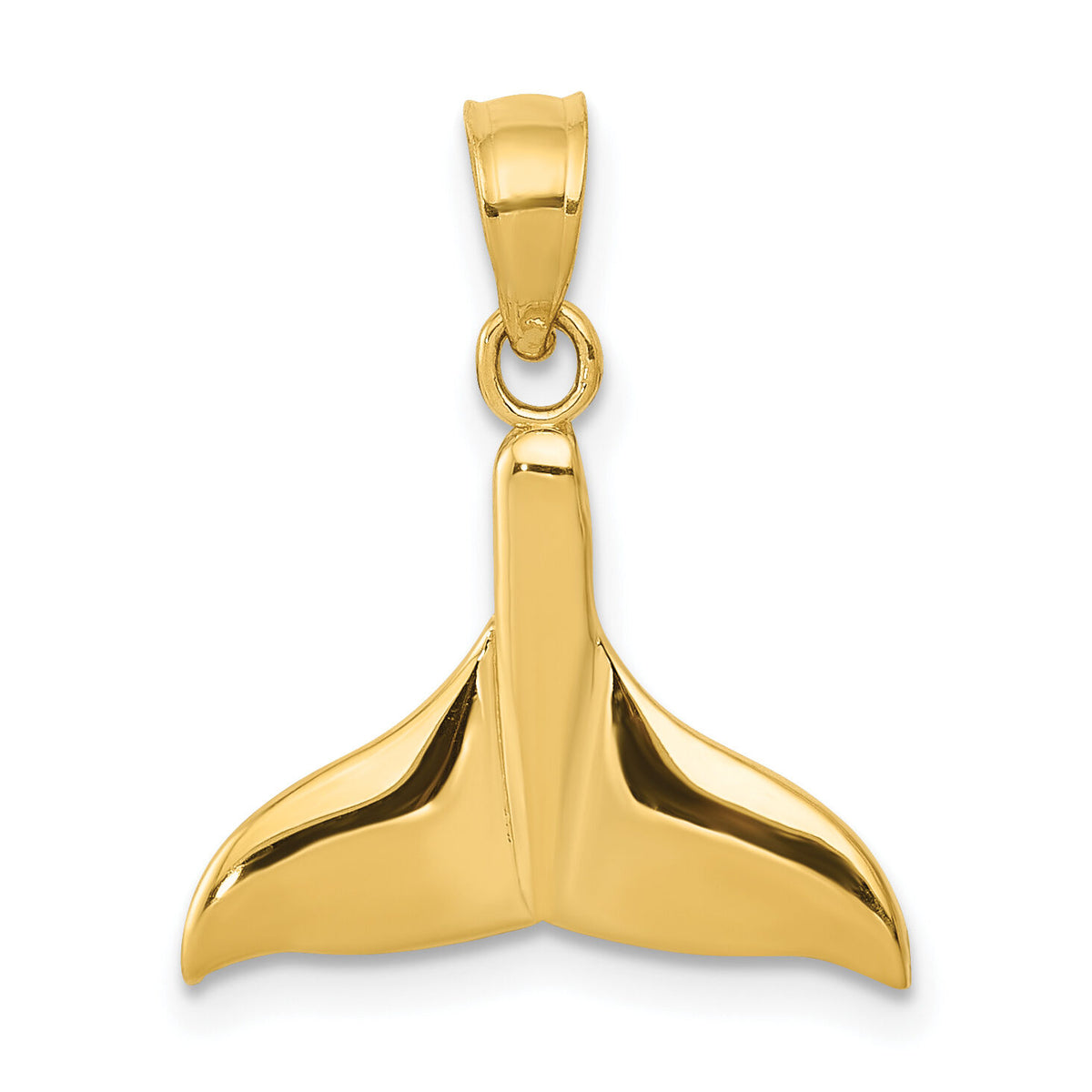 14k Solid Polished Open-Backed Whale Tail Pendant-C3430