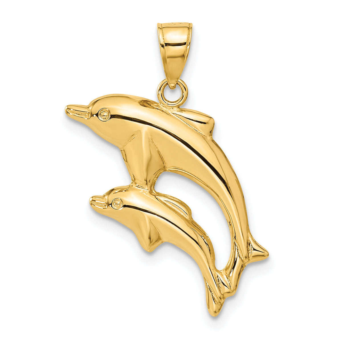 14k Dolphin Pair Pendant-C3442