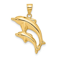 14k Dolphin Pair Pendant-C3442