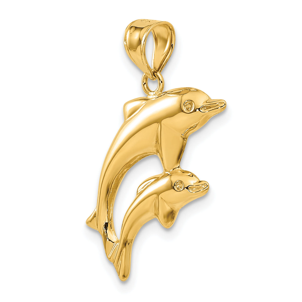 14k Dolphin Pair Pendant-C3442