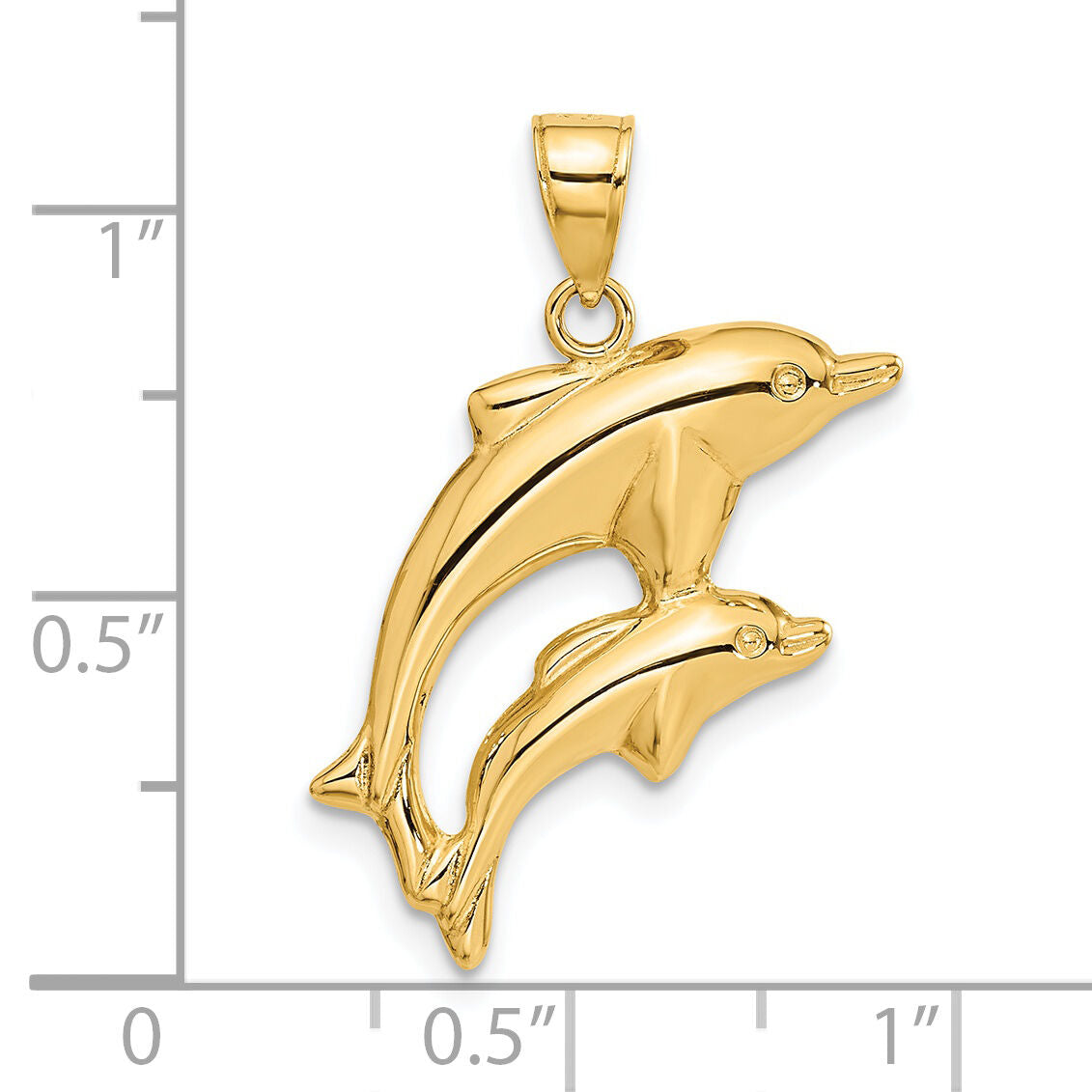 14k Dolphin Pair Pendant-C3442