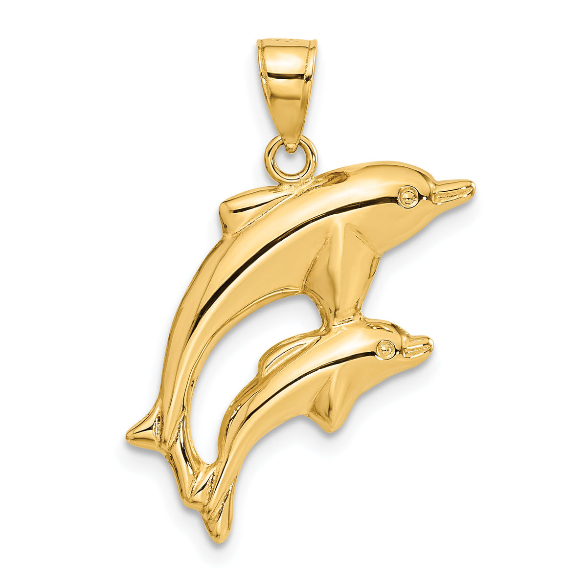 14k Dolphin Pair Pendant-C3442