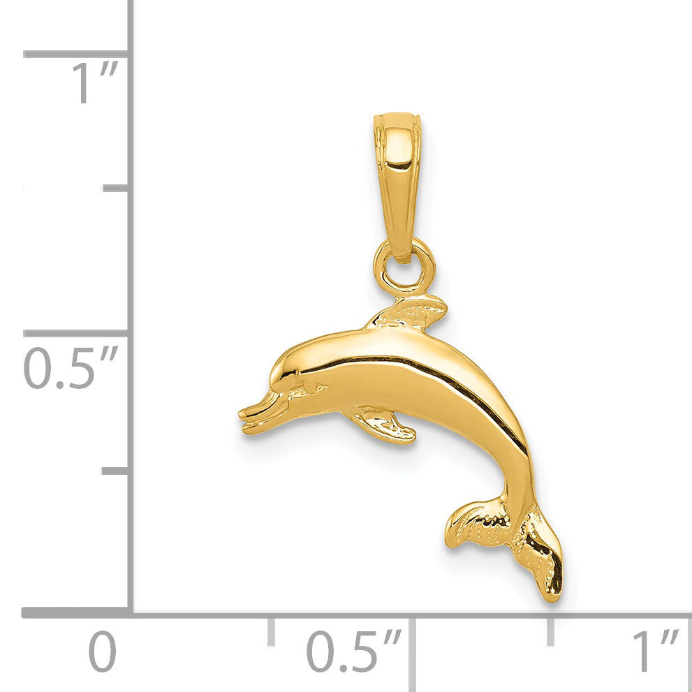 14k Dolphin Jumping Pendant-C3446