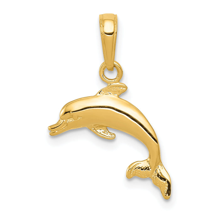 14k Dolphin Jumping Pendant-C3446