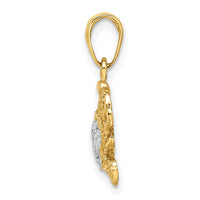 14k w/Rhodium Diamond-cut Blue Crab Pendant-C3455DC/RH