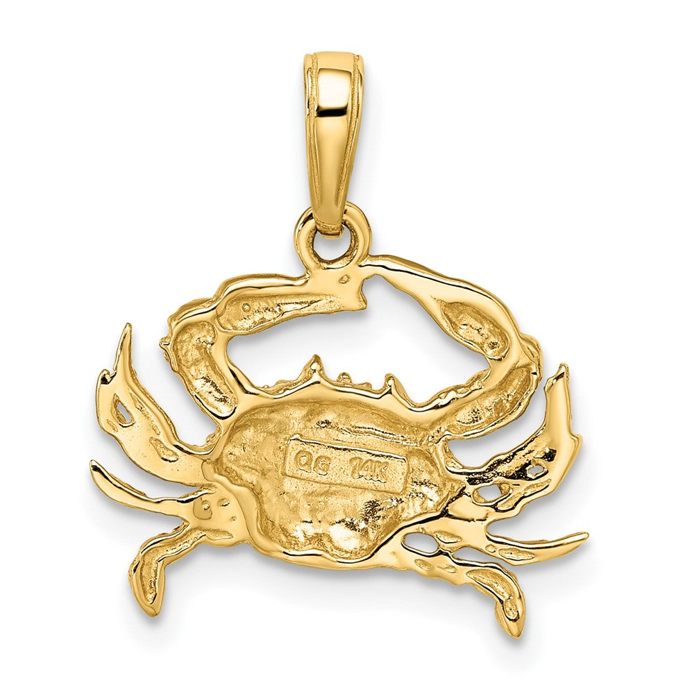14k w/Rhodium Diamond-cut Blue Crab Pendant-C3455DC/RH