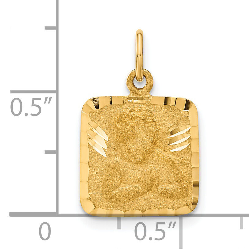 14K Satin and Diamond-Cut Angel Charm-C346