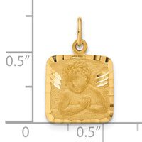 14K Satin and Diamond-Cut Angel Charm-C346