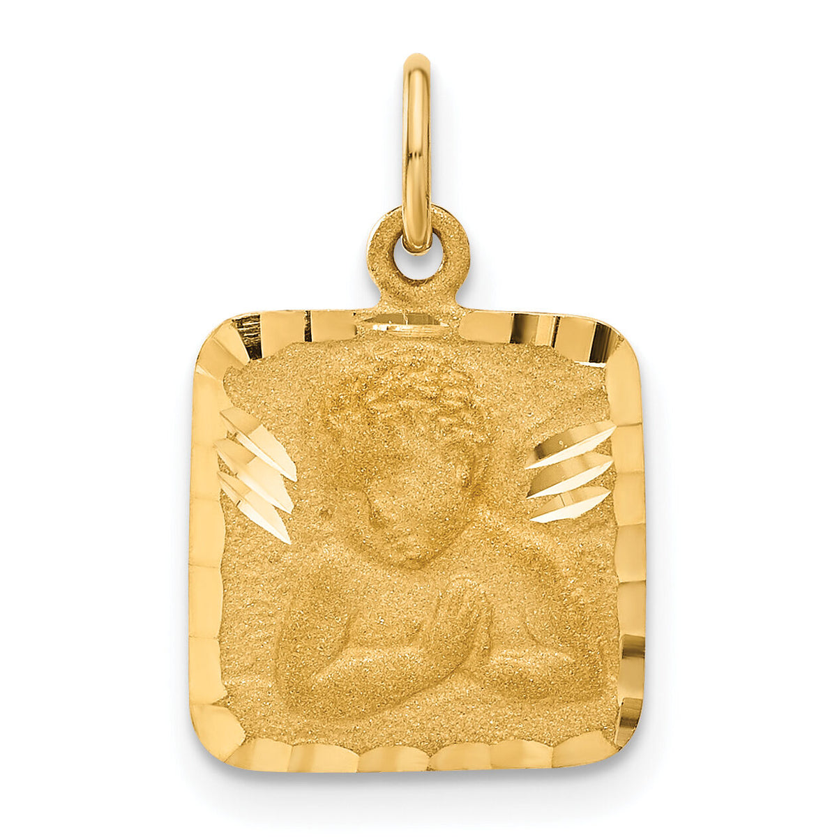 14K Satin and Diamond-Cut Angel Charm-C346