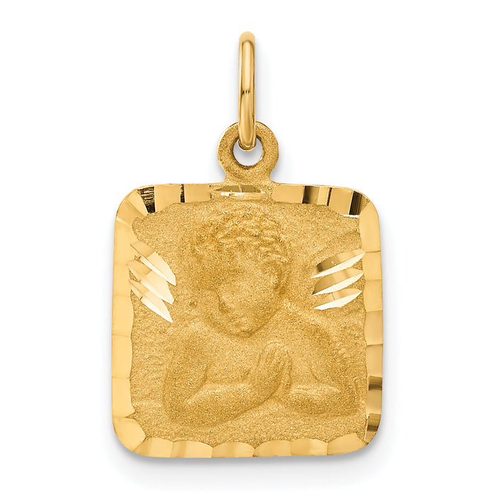 14K Satin and Diamond-Cut Angel Charm-C346