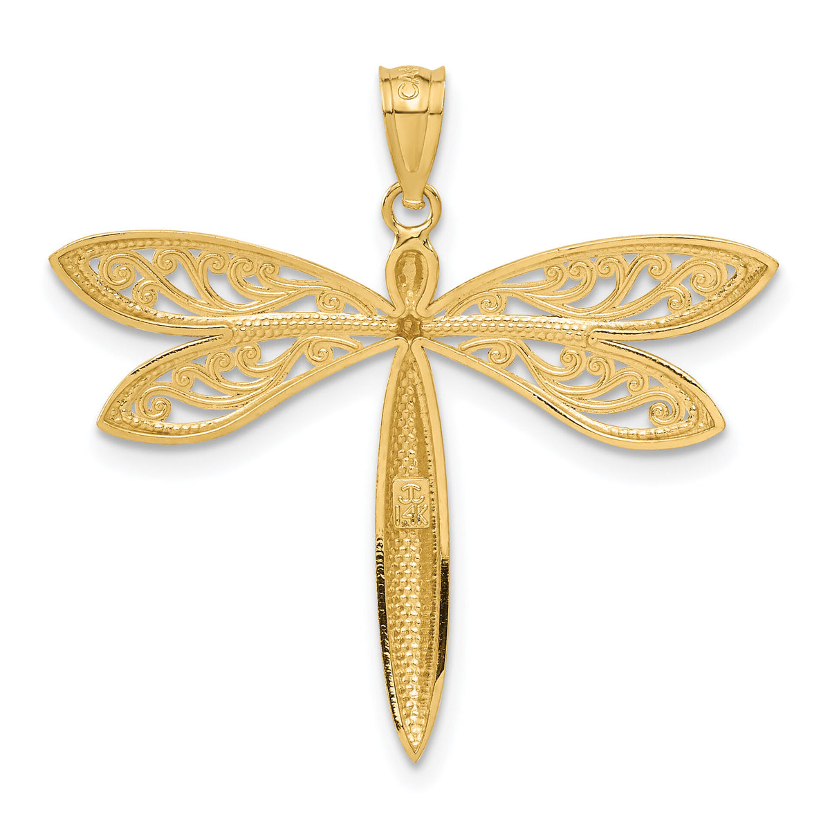 14k with Rhodium Dragonfly Pendant-C3464