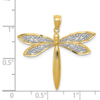 14k with Rhodium Dragonfly Pendant-C3464