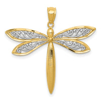 14k with Rhodium Dragonfly Pendant-C3464