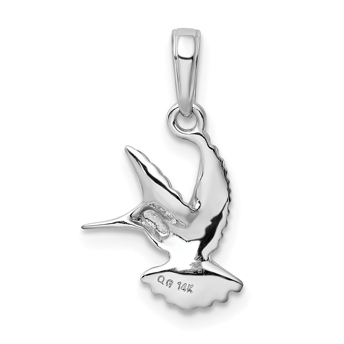 14k White Gold Hummingbird Pendant-C3472W