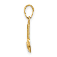 14k w/Rhodium Diamond-cut Humming Bird Pendant-C3477DC/RH