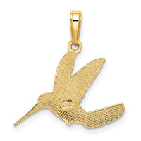 14k w/Rhodium Diamond-cut Humming Bird Pendant-C3477DC/RH