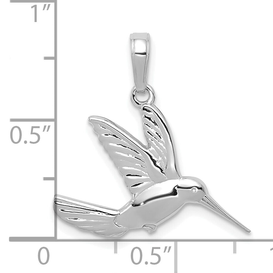 14K White Gold Polished Hummingbird in Flight Pendant-C3477W