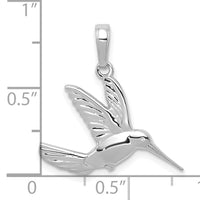 14K White Gold Polished Hummingbird in Flight Pendant-C3477W