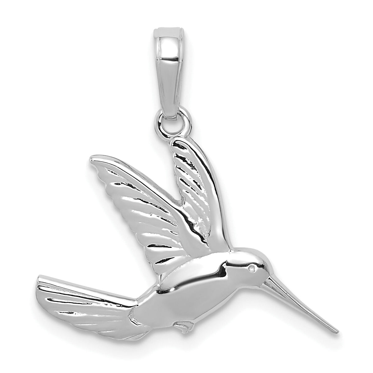 14K White Gold Polished Hummingbird in Flight Pendant-C3477W