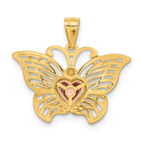 14k Two-tone w/White Rhodium Butterflyw/Heart Pendant-C3486