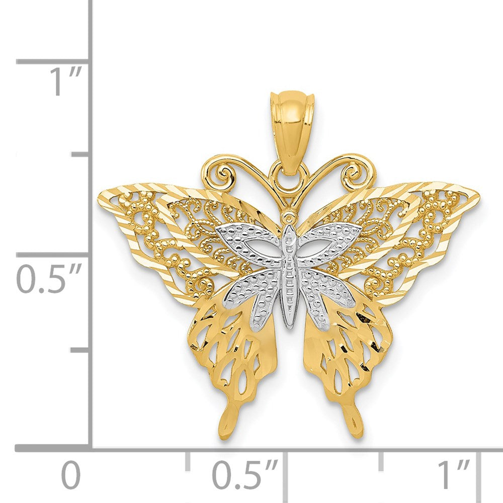 14k w/Rhodium Fancy Butterfly Pendant-C3487