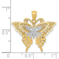 14k w/Rhodium Fancy Butterfly Pendant-C3487