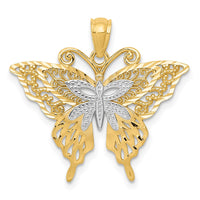 14k w/Rhodium Fancy Butterfly Pendant-C3487