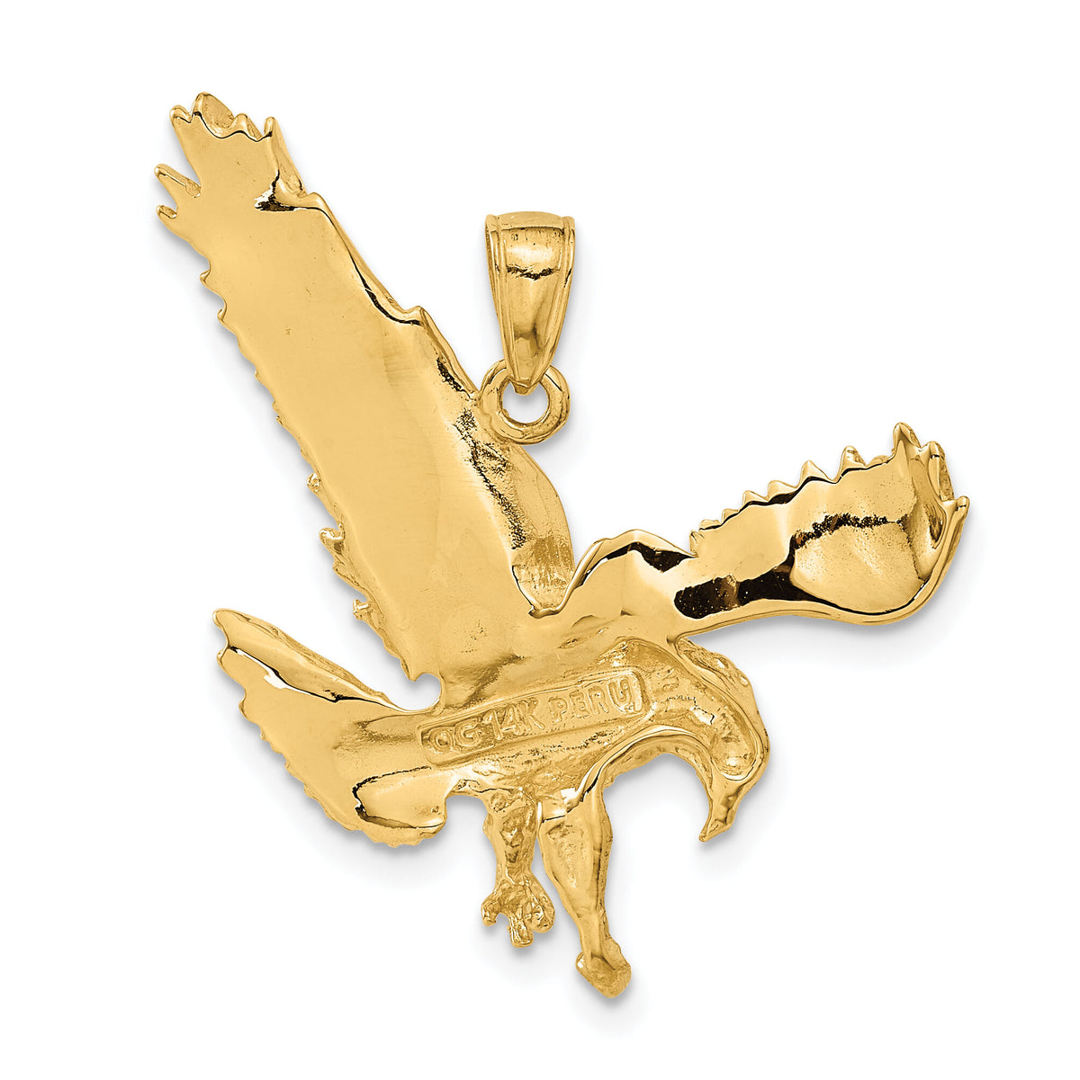 14k Textured Eagle Landing Pendant-C3489