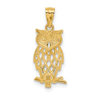 14k w/ Rhodium Owl Pendant-C3495