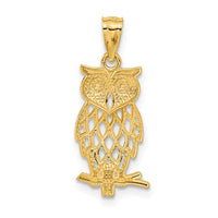 14k w/ Rhodium Owl Pendant-C3495