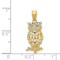14k w/ Rhodium Owl Pendant-C3495