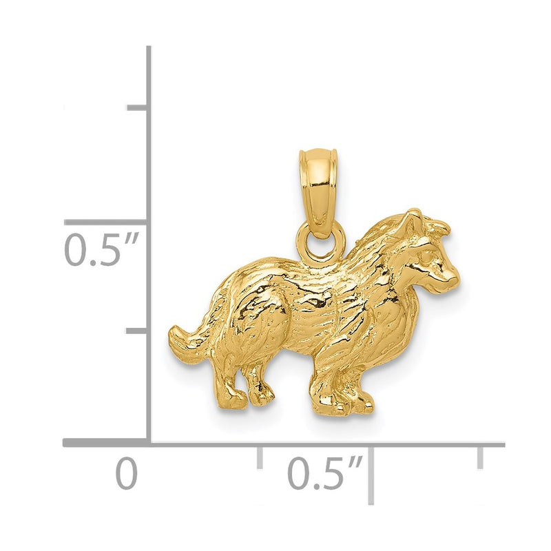 14k Collie Dog Pendant-C3508