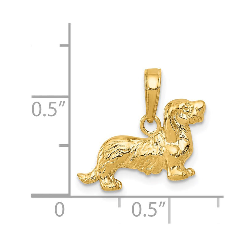 14k Long-Haired Dachshund Dog Pendant-C3514