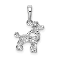 14K White Gold Poodle Dog Pendant-C3515W