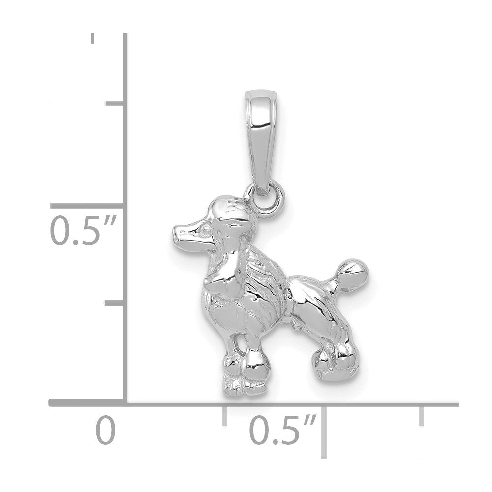 14K White Gold Poodle Dog Pendant-C3515W