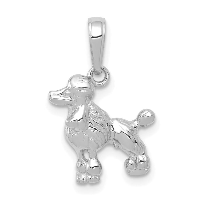 14K White Gold Poodle Dog Pendant-C3515W