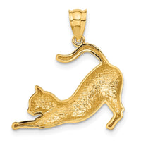 14k Stretching Cat Pendant-C3521