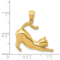 14k Stretching Cat Pendant-C3521