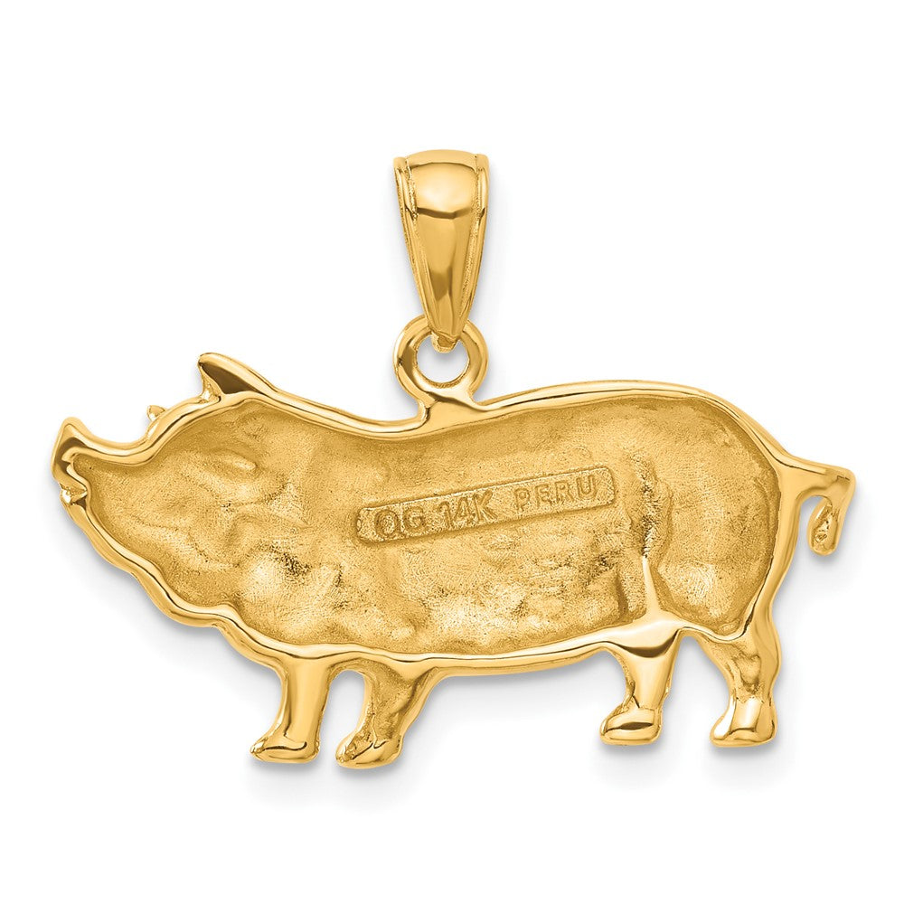 14k Pot Belly Pig Pendant-C3522