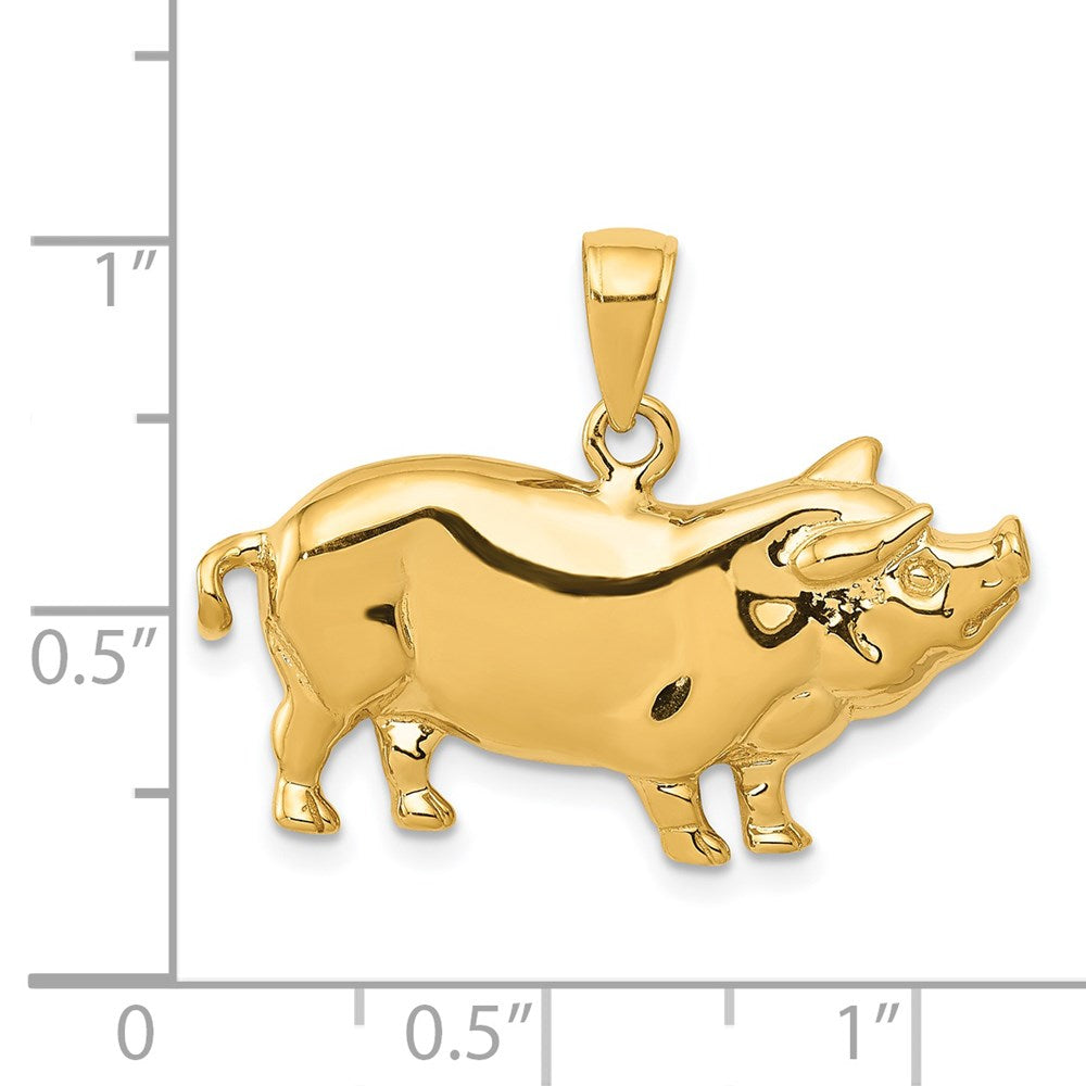 14k Pot Belly Pig Pendant-C3522