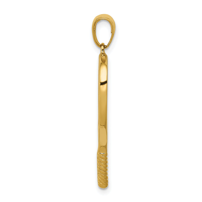 14k Solid Polished 3-D Tennis Racquet Pendant-C3540