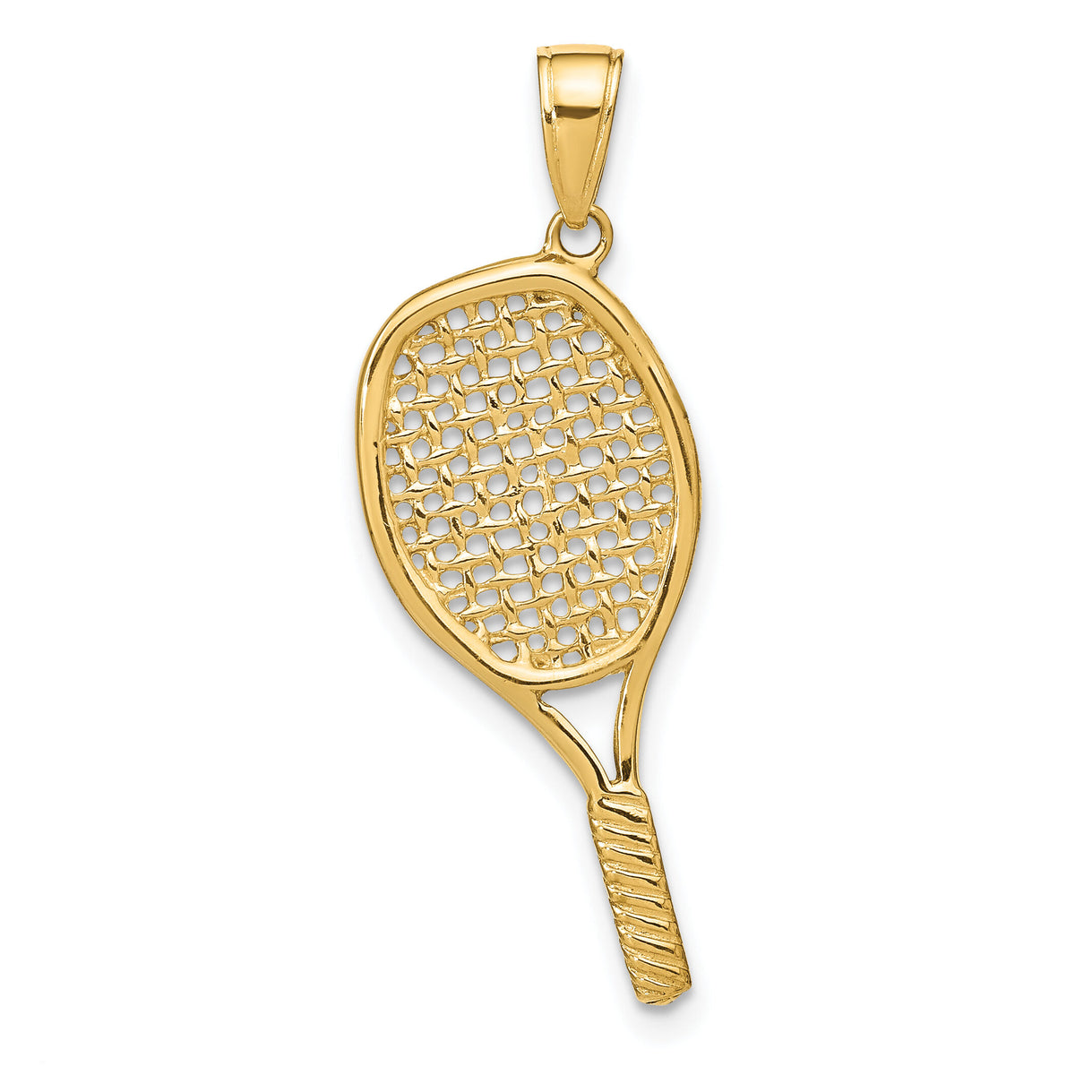 14k Solid Polished 3-D Tennis Racquet Pendant-C3540