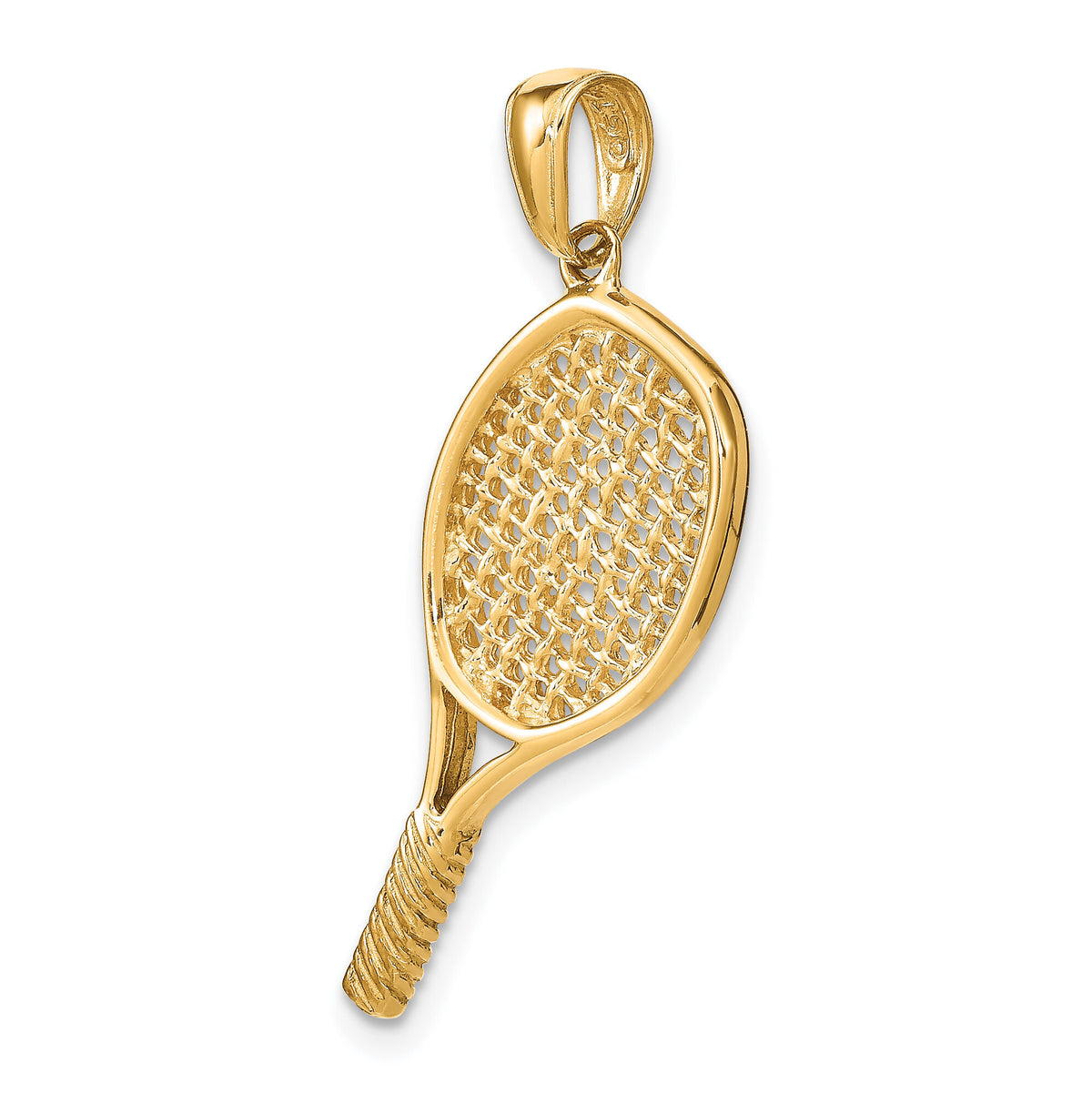 14k Solid Polished 3-D Tennis Racquet Pendant-C3540