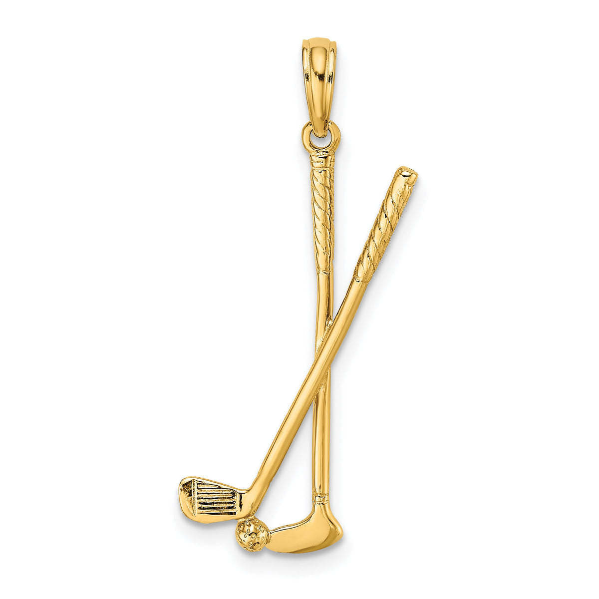 14k 3-D Double Golf Clubs with Ball Charm-C3546