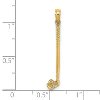 14k 3-D Single Golf Club with Ball Charm-C3547