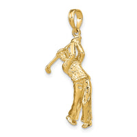 14k 3-D Golfer in Swing Charm-C3549