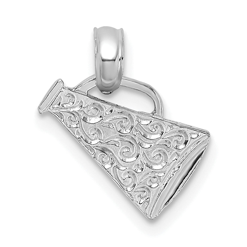 14K White Gold Megaphone with Handle Pendant-C3551W