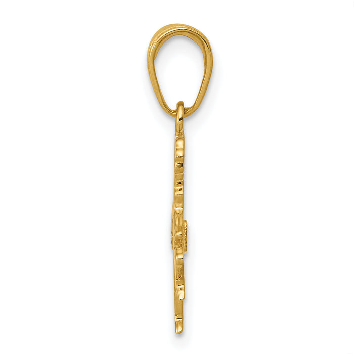 14k Cheerleader with Pom-Poms Pendant-C3552