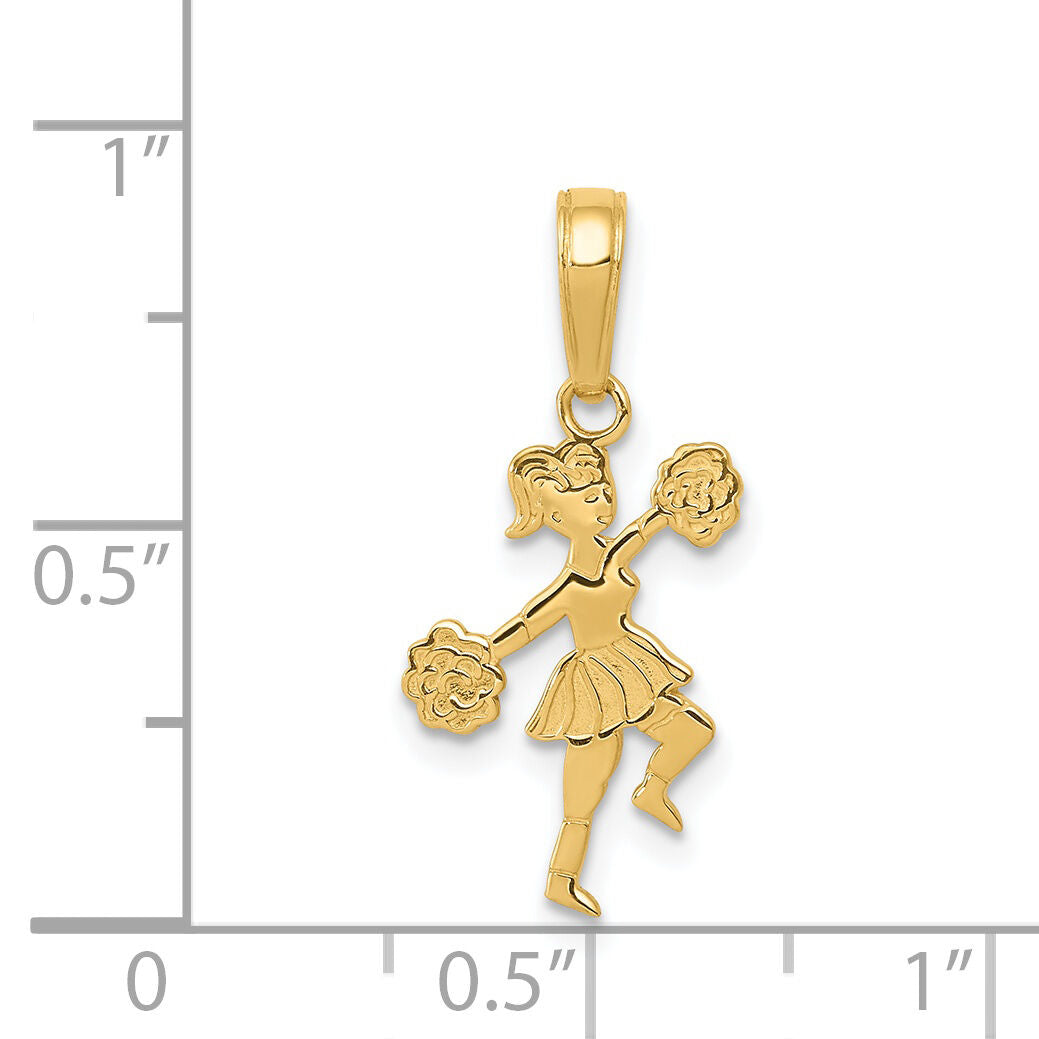 14k Cheerleader with Pom-Poms Pendant-C3552