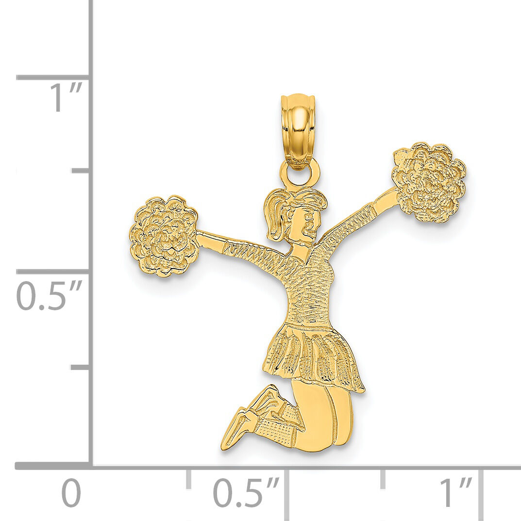 14k Cheerleader Jumping with Pom-Pom's Charm-C3555